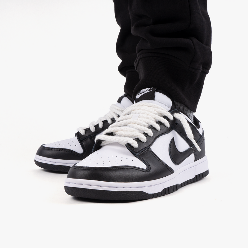 Rope laces on foot panda dunk