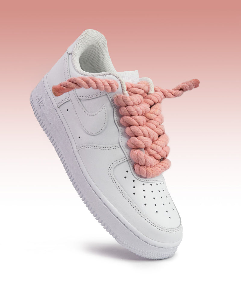 Custom Nike Air Force One Low With Light Pink Rope Laces 