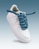 Nike Air Force 1 White Custom Chunky Rope Laces - Blue - King Of Kicks