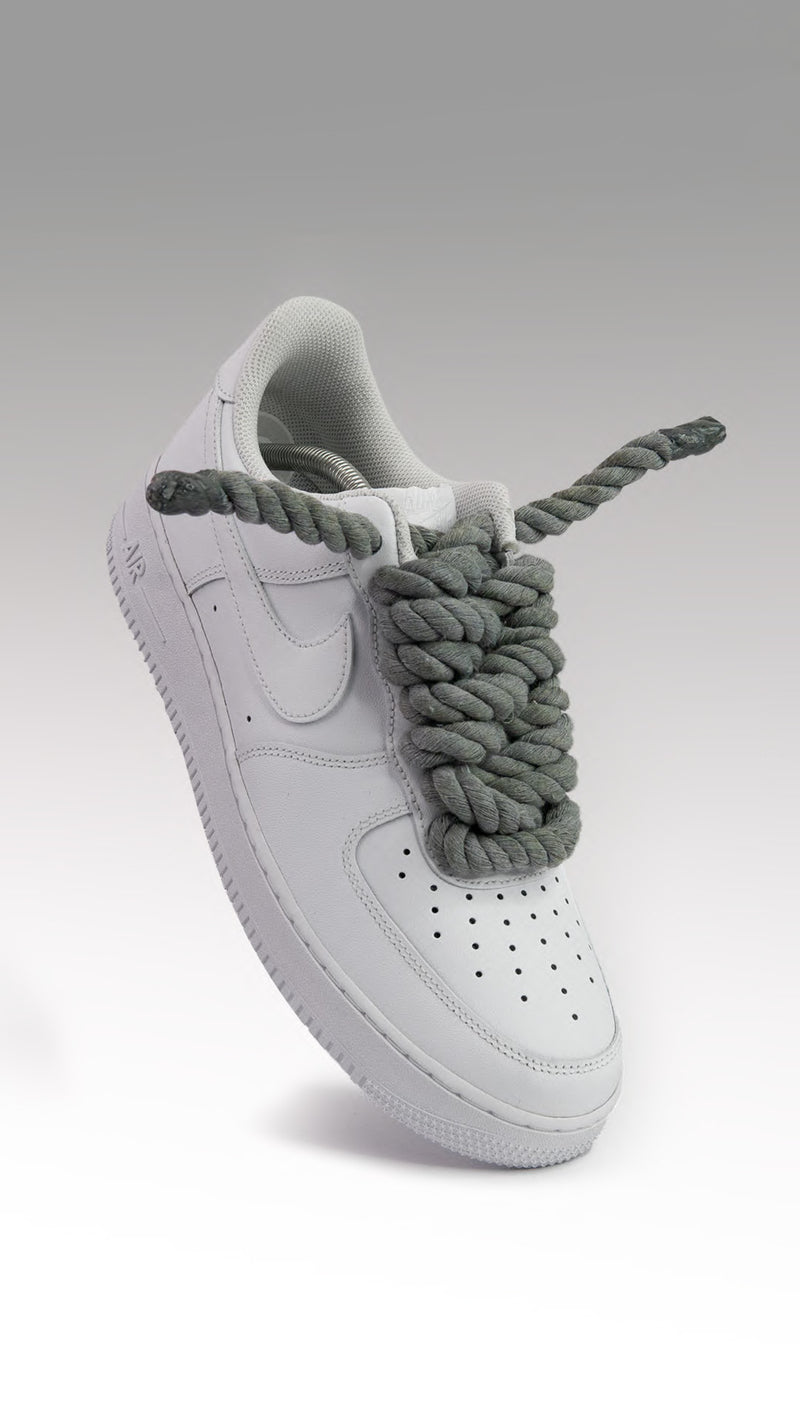 Nike Air Force 1 White - Chunky Rope Laces - Kicks Custom – King Of Kicks UK